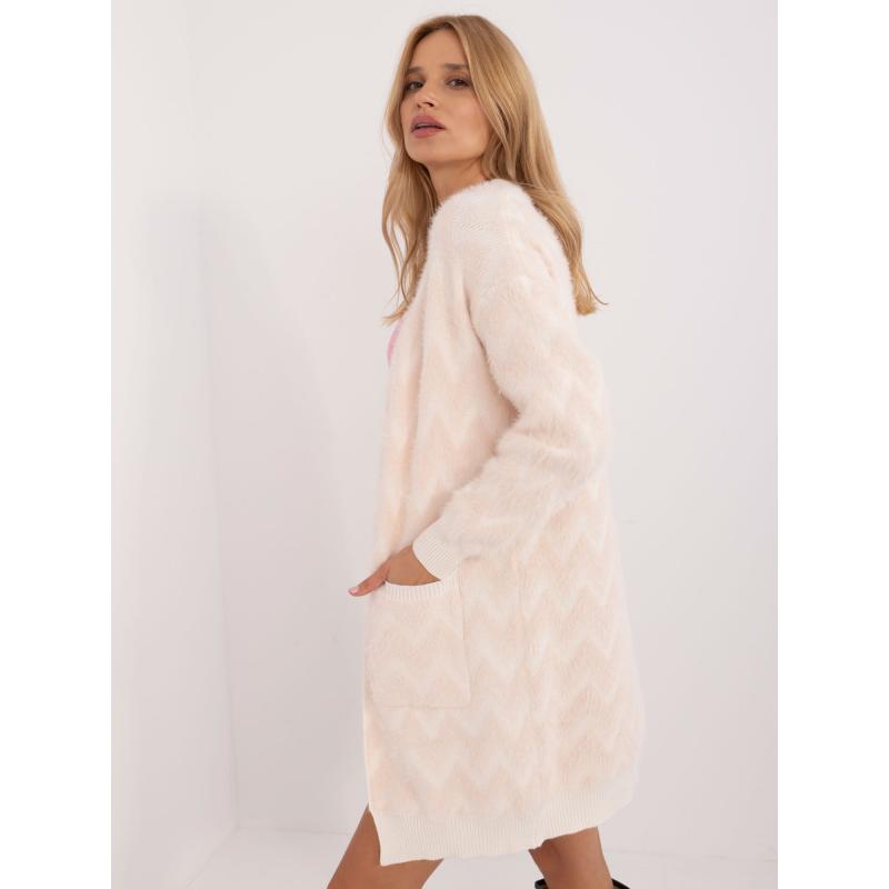 Dámský svetr s kapsami světle béžový 