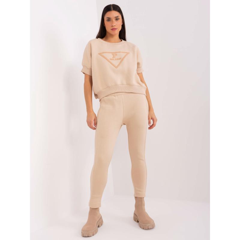 Dámský komplet s halenkou bavlněný teplákový béžový 