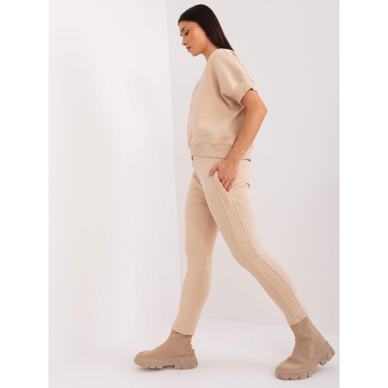 Dámský komplet s halenkou bavlněný teplákový béžový 
