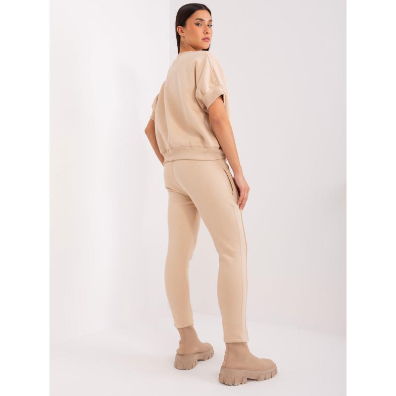 Dámský komplet s halenkou bavlněný teplákový béžový 
