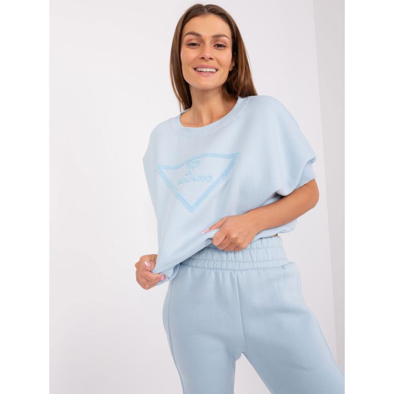 Dámská tepláková souprava s halenkou s krátkým rukávem světle modrá 