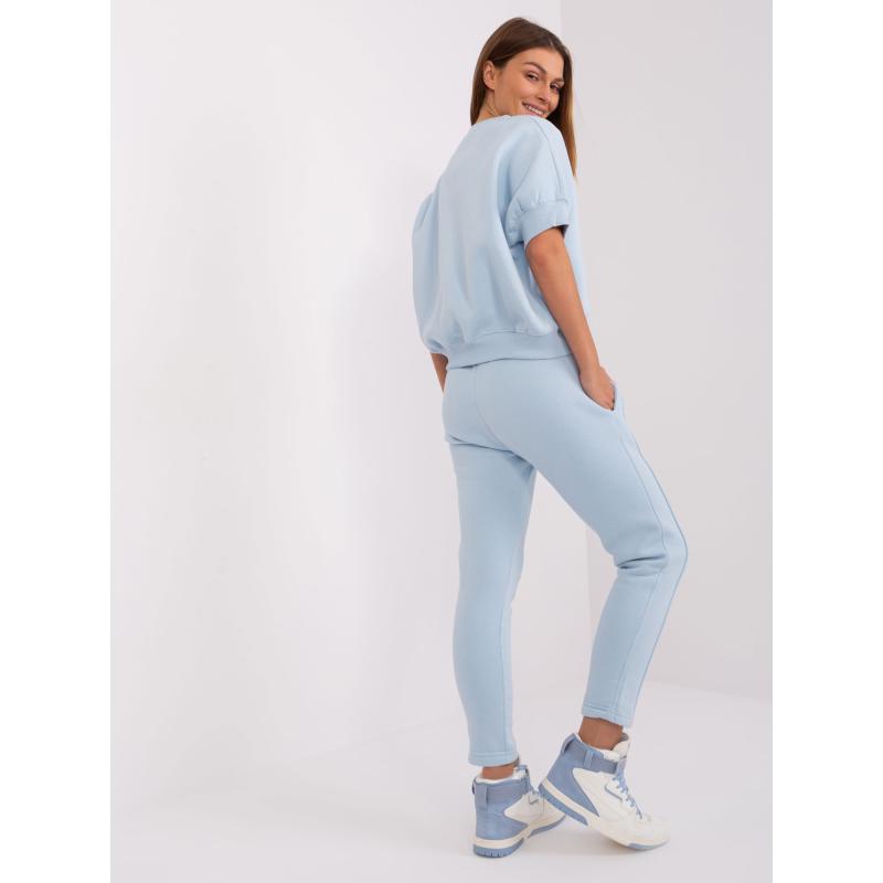 Dámská tepláková souprava s halenkou s krátkým rukávem světle modrá 