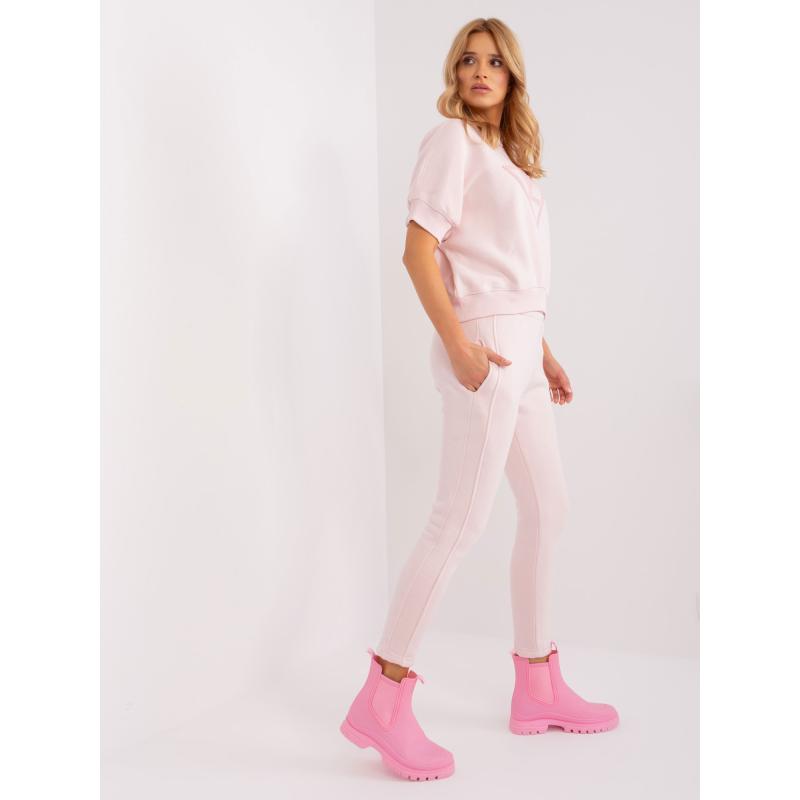 Dámský komplet s kalhotami dvoudílný teplákový světle růžový 