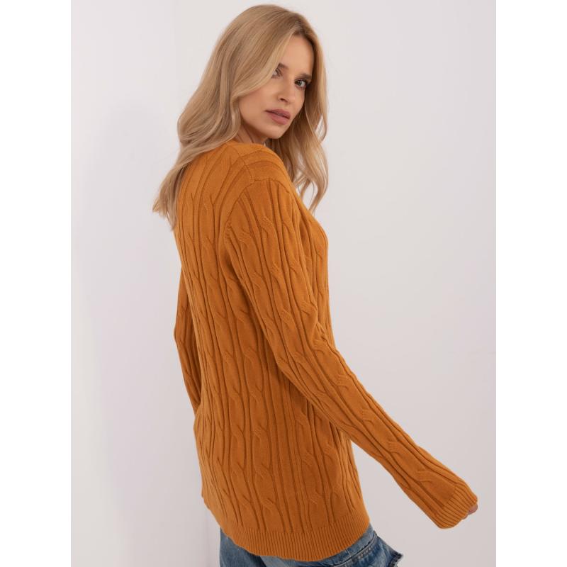 Női kardigán kendőkkel és bordás szegélyekkel mustárszínű