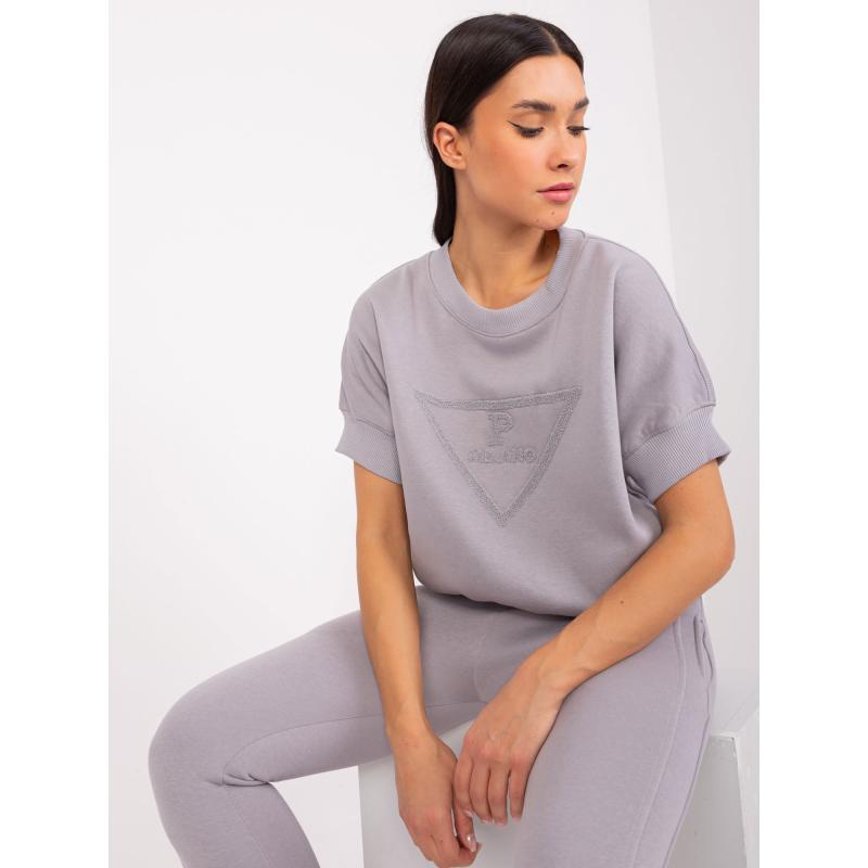 Dámská tepláková souprava s nášivkou a zateplením šedá 