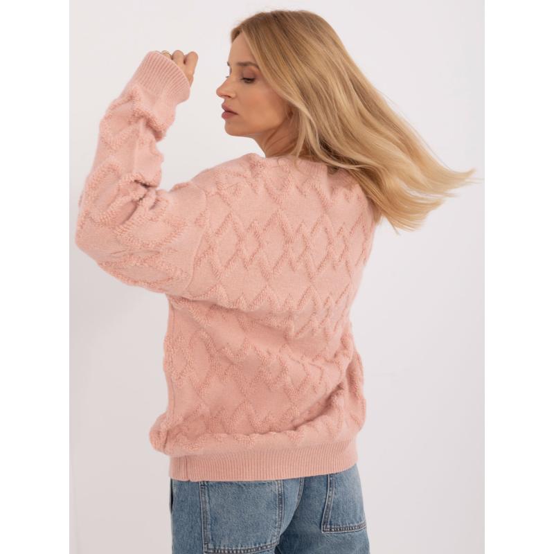 Dámský svetr s kulatým výstřihem oversize světle růžový 
