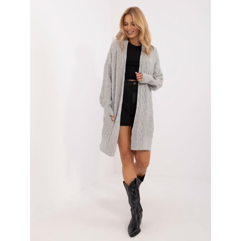 Női kardigán zsebekkel szürke
