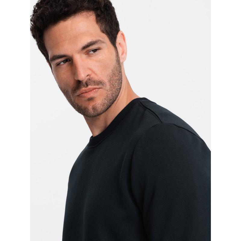 Férfi pamut pulóver BASIC pulóver fekete