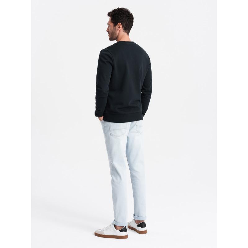 Férfi pamut pulóver BASIC pulóver fekete