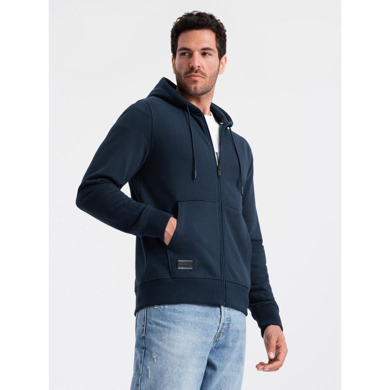 Férfi sztreccs pamut pulóver BASIC sötétkék