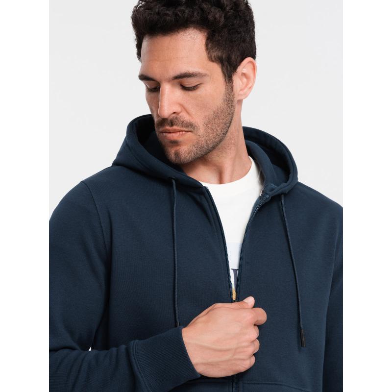 Férfi sztreccs pamut pulóver BASIC sötétkék