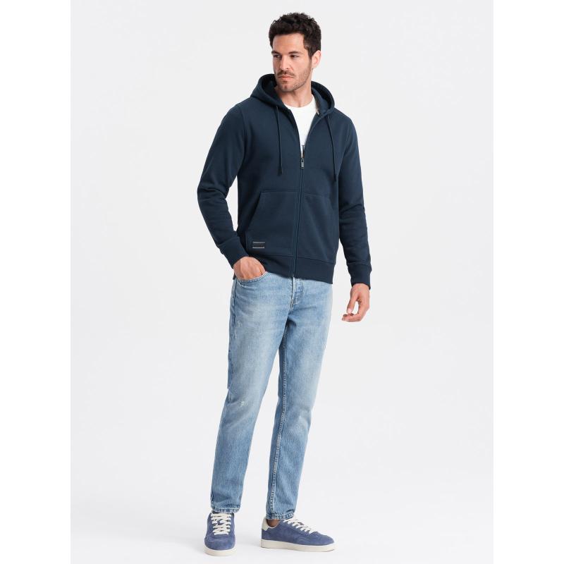 Férfi sztreccs pamut pulóver BASIC sötétkék