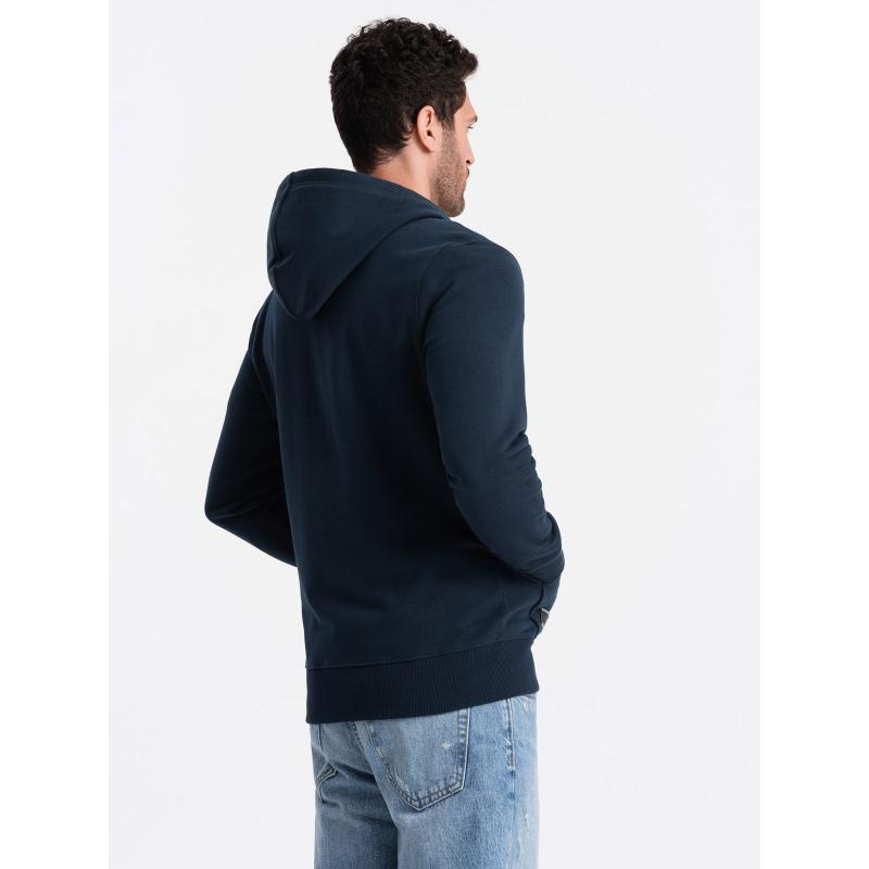 Férfi sztreccs pamut pulóver BASIC sötétkék