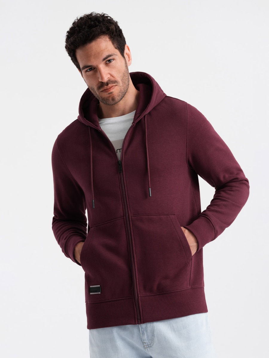 Férfi pamut pulóver BASIC burgundi