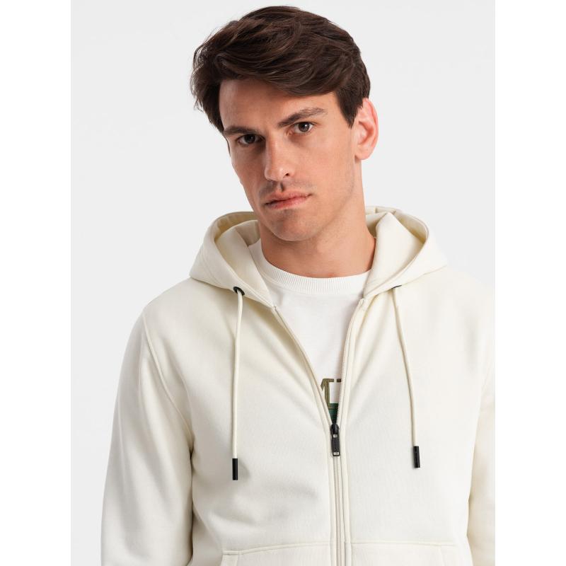 Rozepínací bavlněná pánská mikina BASIC krémová 