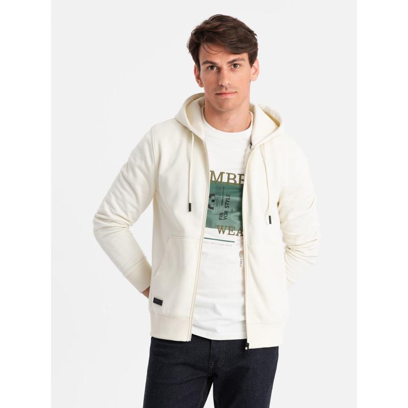 Rozepínací bavlněná pánská mikina BASIC krémová 