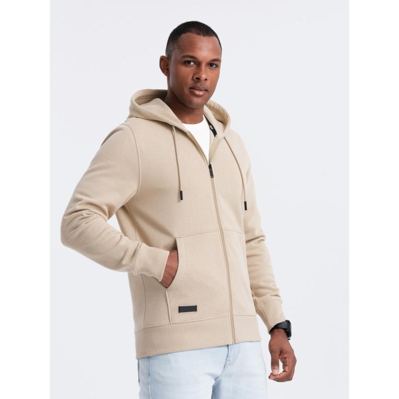 Rozepínací bavlněná pánská mikina BASIC béžová 