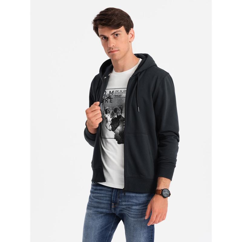 Pánská rozepínací bavlněná mikina BASIC černá