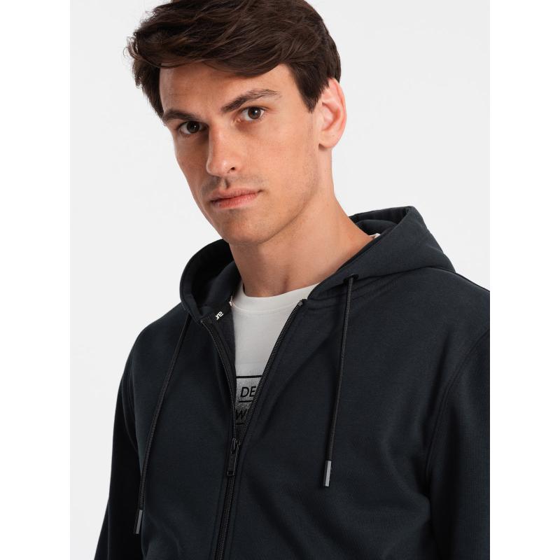 Pánská rozepínací bavlněná mikina BASIC černá