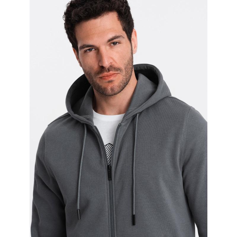 Pánská rozepínací bavlněná mikina BASIC grafitová