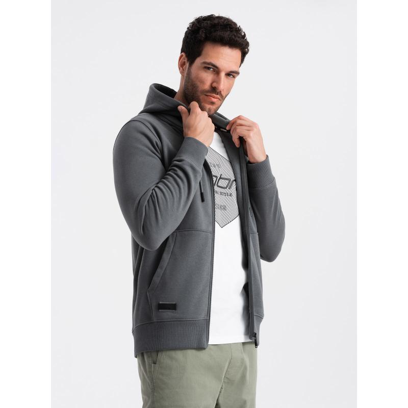 Pánská rozepínací bavlněná mikina BASIC grafitová