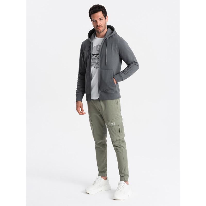 Pánská rozepínací bavlněná mikina BASIC grafitová