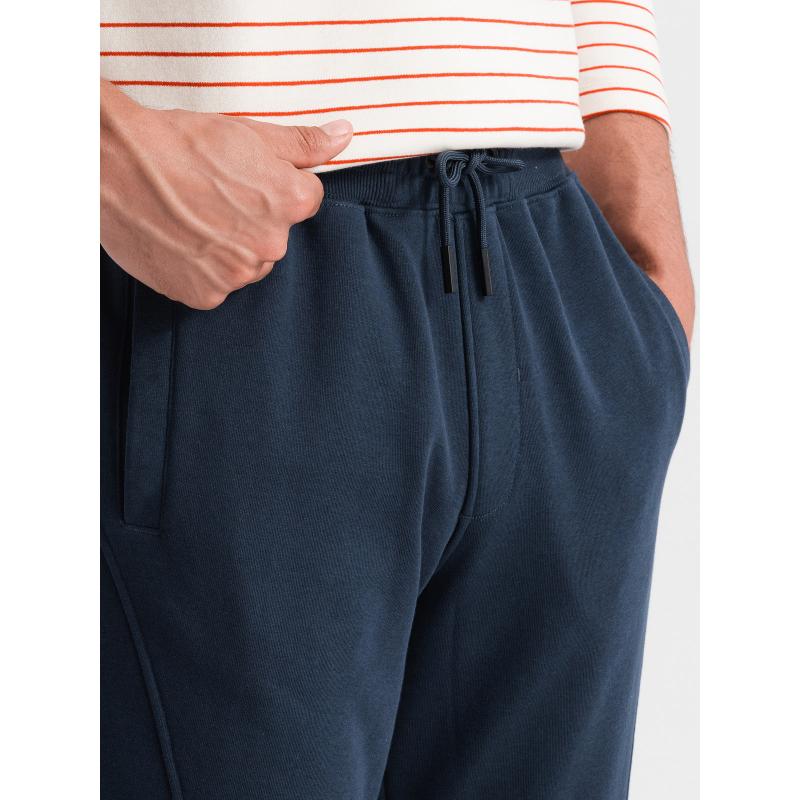 Férfi pamut jogger melegítőnadrág BASIC sötétkék