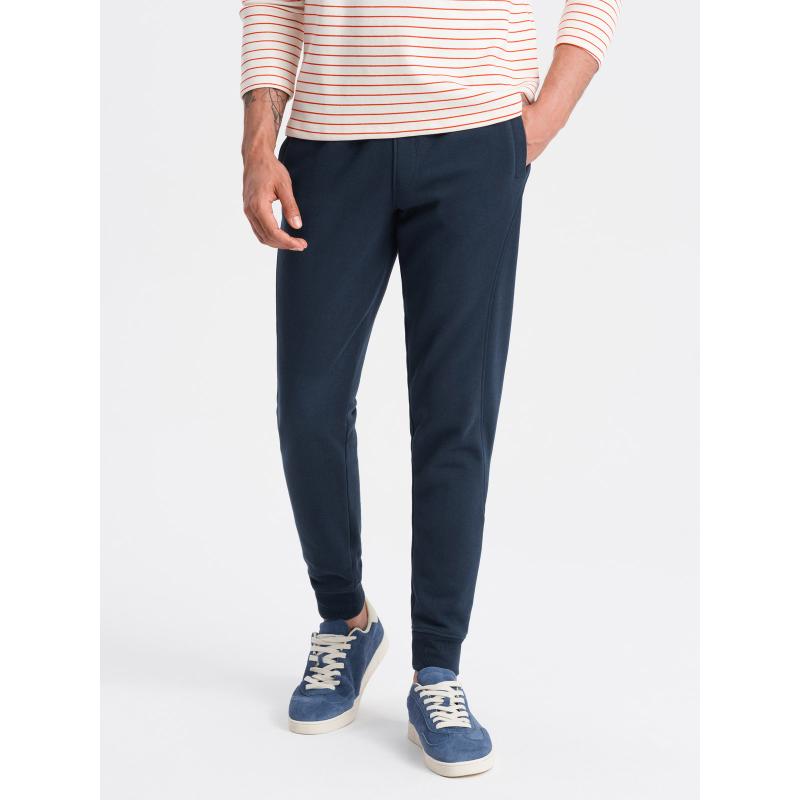 Férfi pamut jogger melegítőnadrág BASIC sötétkék