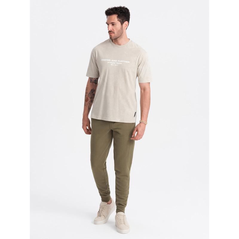 Pánské bavlněné tepláky BASIC jogger olivové