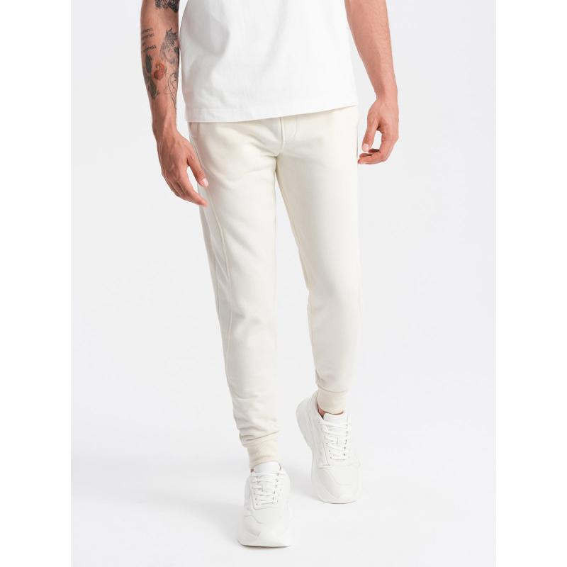 Pánské bavlněné tepláky BASIC joggers krémové 