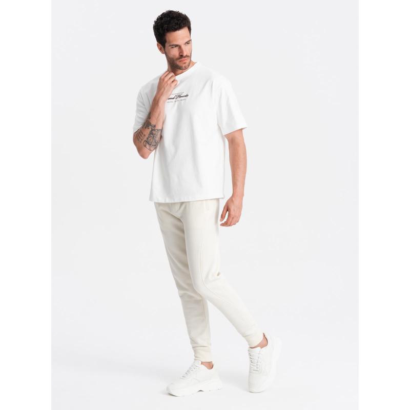 Pánské bavlněné tepláky BASIC joggers krémové 