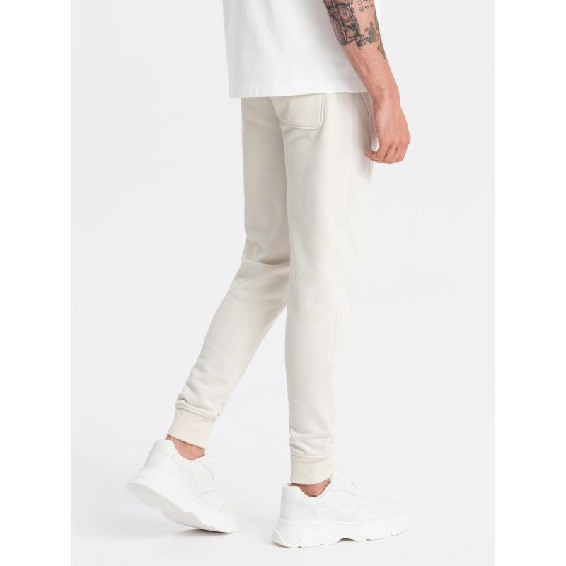 Pánské bavlněné tepláky BASIC joggers krémové 