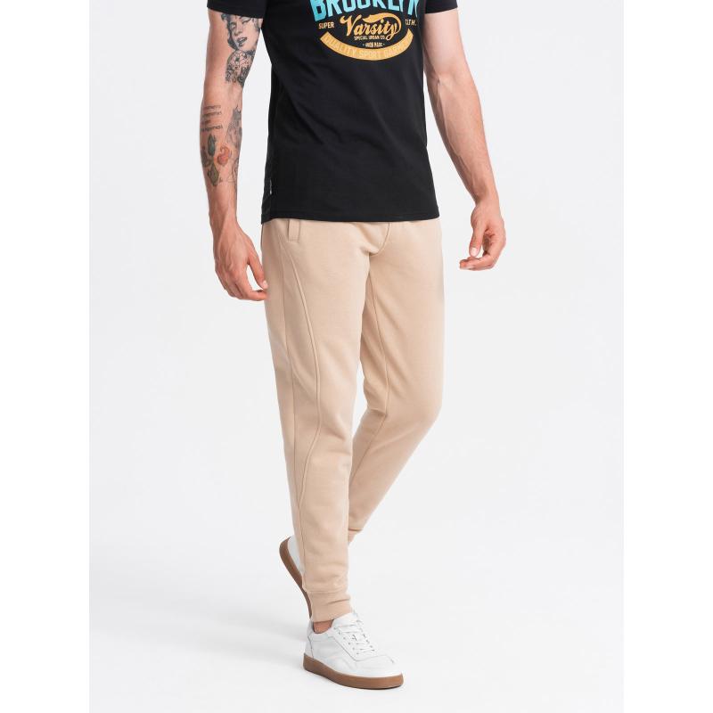 Pánské bavlněné tepláky jogger BASIC béžové 