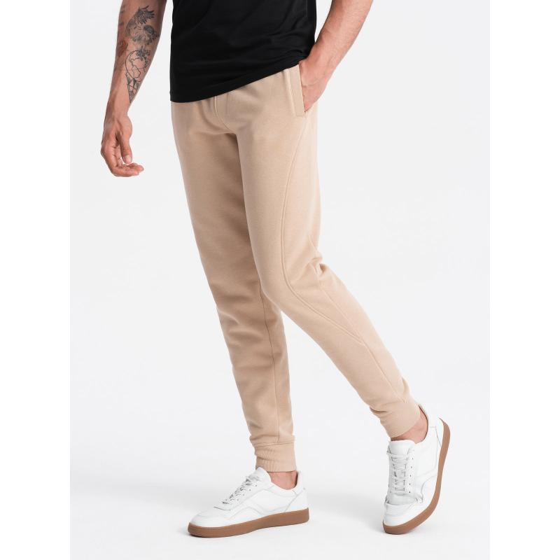 Pánské bavlněné tepláky jogger BASIC béžové 