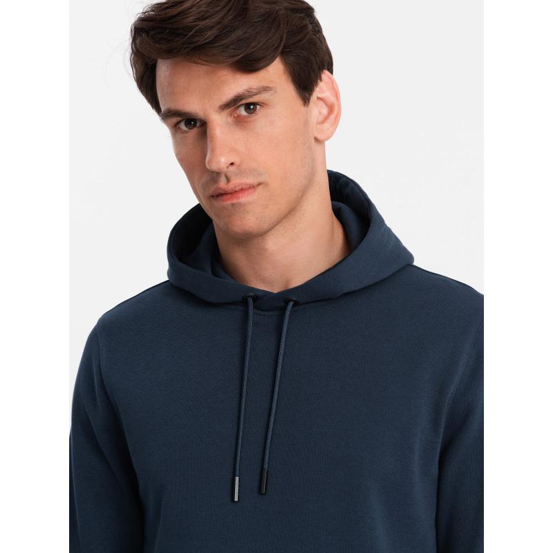 Pánská bavlněná mikina BASIC s klokankou a kapucí tmavě modrá 