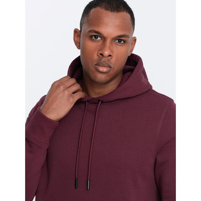 Pánská bavlněná mikina BASIC klokanka s kapucí bordó 