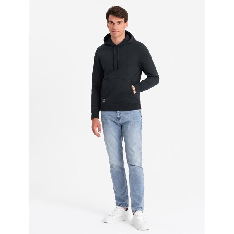 Pánská bavlněná mikina BASIC klokanka s kapucí černá