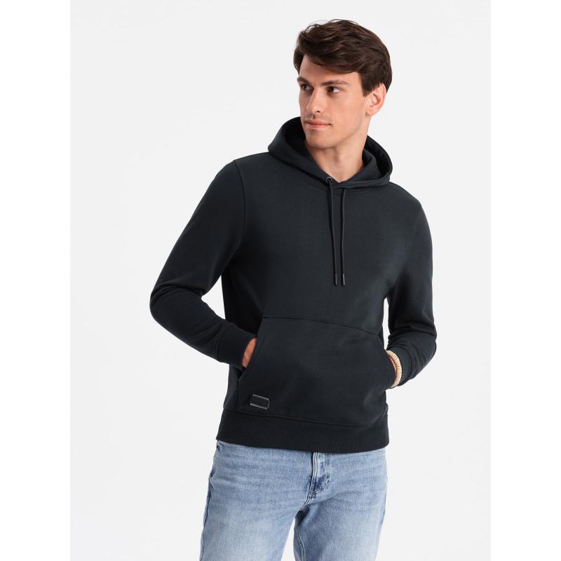 Pánská bavlněná mikina BASIC klokanka s kapucí černá