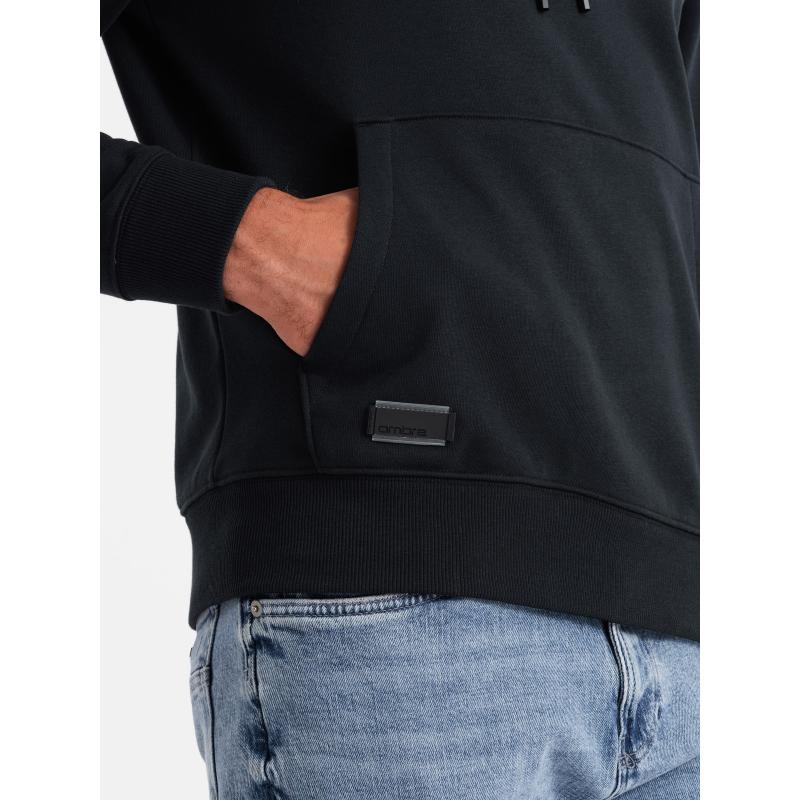 Pánská bavlněná mikina BASIC klokanka s kapucí černá