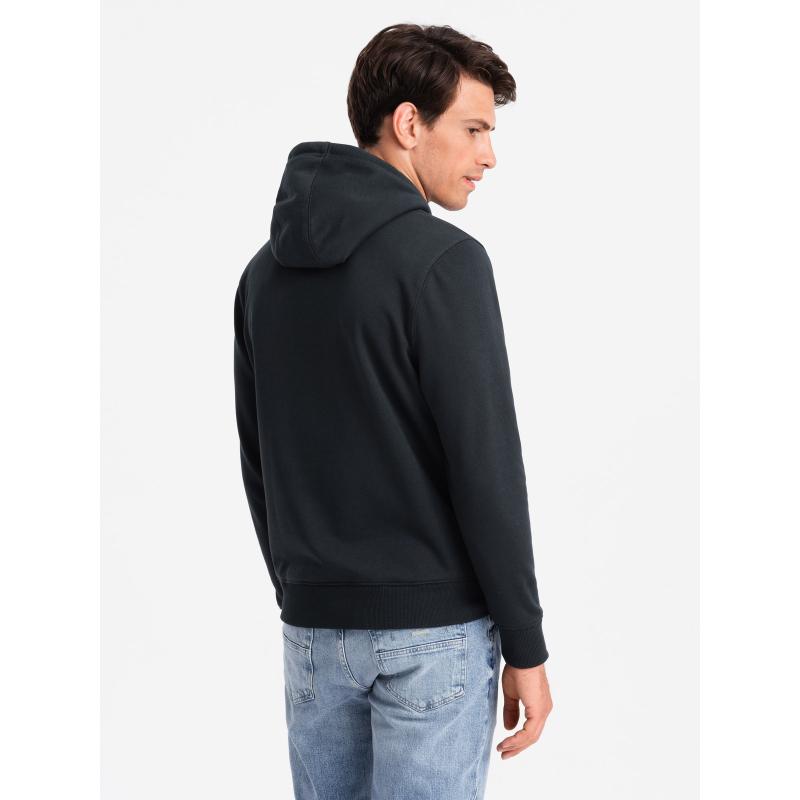 Pánská bavlněná mikina BASIC klokanka s kapucí černá