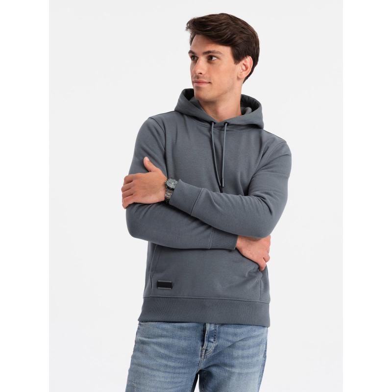 Pánská bavlněná mikina BASIC klokanka s kapucí grafitová 