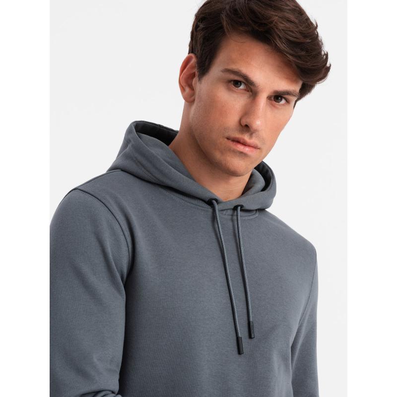 Pánská bavlněná mikina BASIC klokanka s kapucí grafitová 