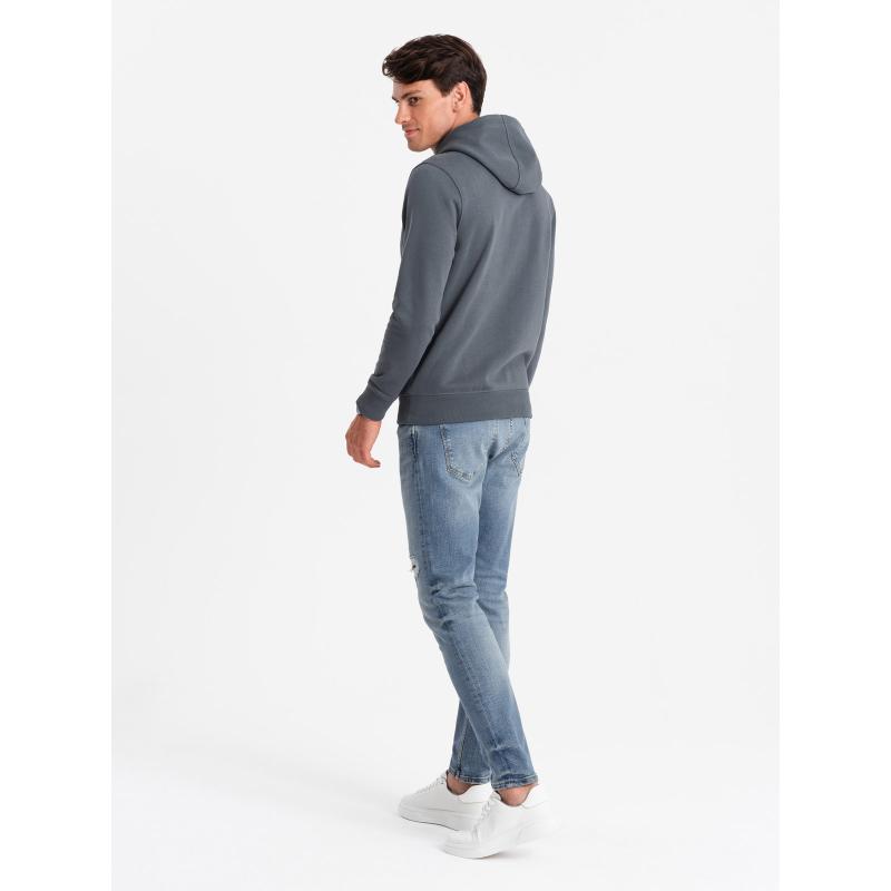 Pánská bavlněná mikina BASIC klokanka s kapucí grafitová 