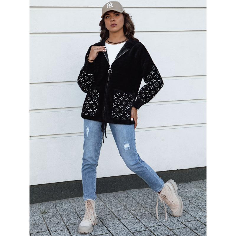 Dámský kabát WINONA z alpaky černý se vzory