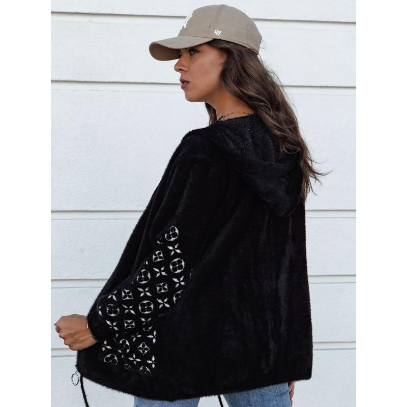 Dámský kabát WINONA z alpaky černý se vzory