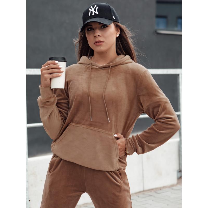 Dámská velurová souprava RELAX FIT světle hnědá