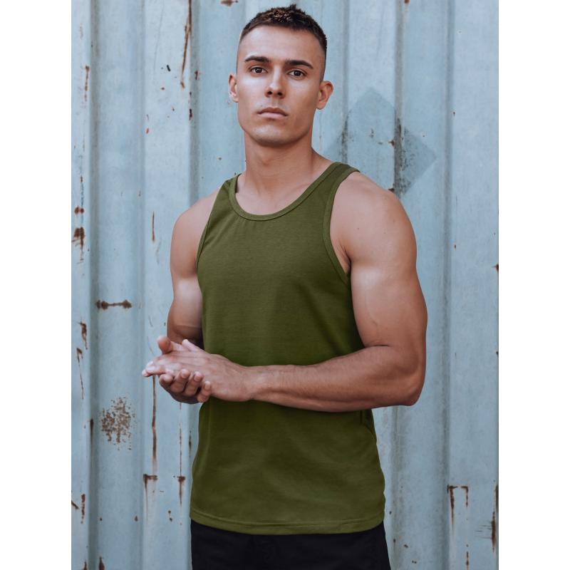 Pánské tričko bez rukávů bez potisku zelené