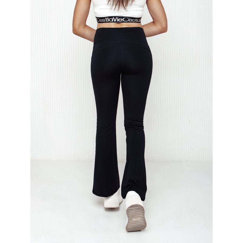 Női magasított derekú nadrág SLIMLINE fekete