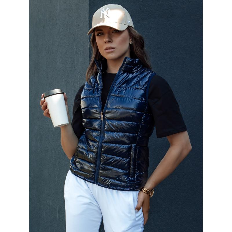 Dámská krátká prošívaná vesta WIANO tmavě modrá