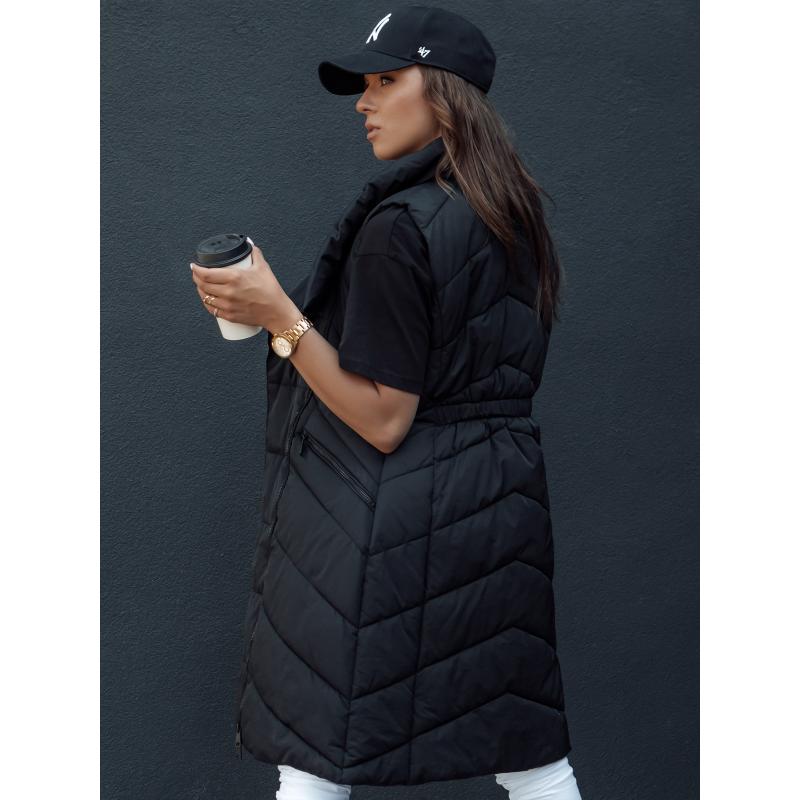 Dámská prošívaná dlouhá vesta bez kapuce SERKIS černá